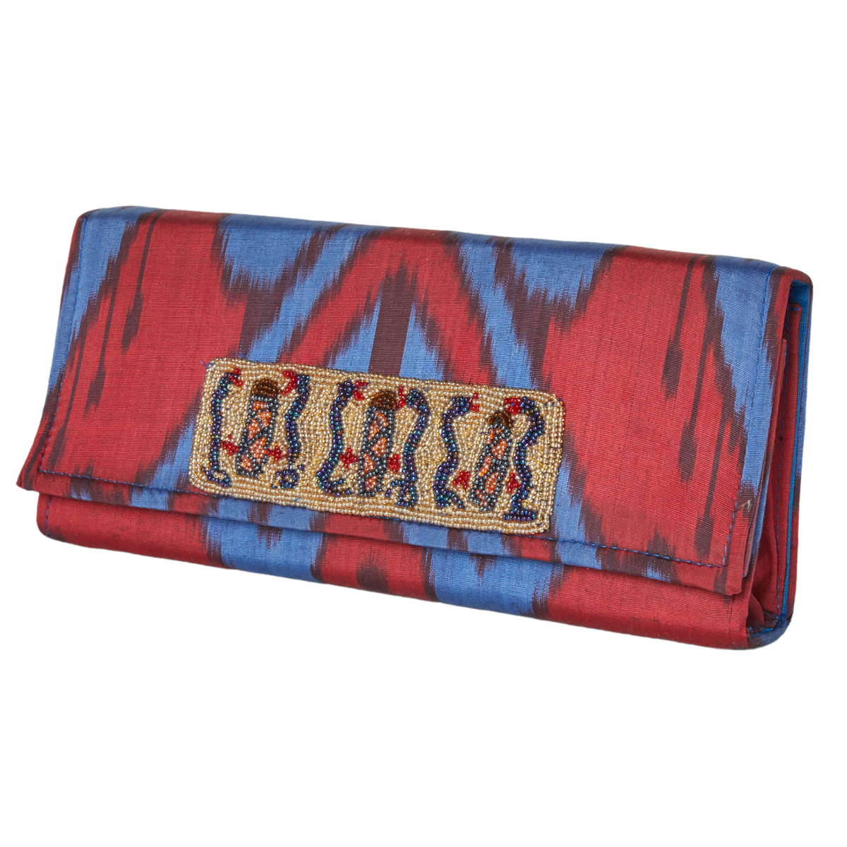 Du Monde Collection - Arnaud Damballah Velvet Ikat Clutch - Red, Green, Gold main image 0