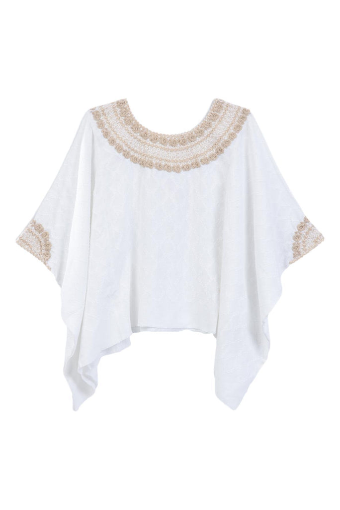 hand woven and embroidered white tunic blouse
