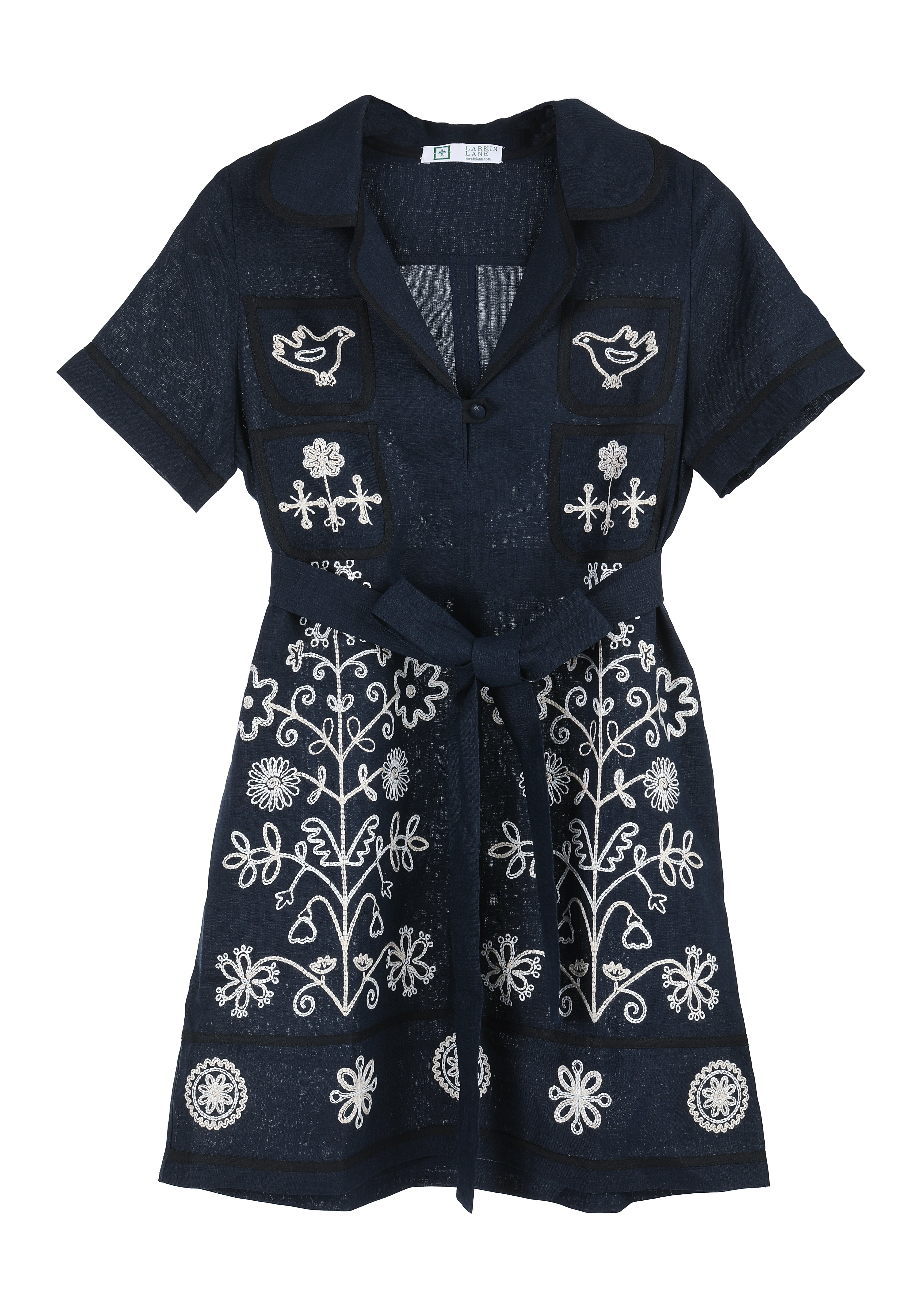 Alouette Ukrainian Embroidered Dress - Navy Medium Alouette Ukrainian Embroidered Dress - Navy Medium