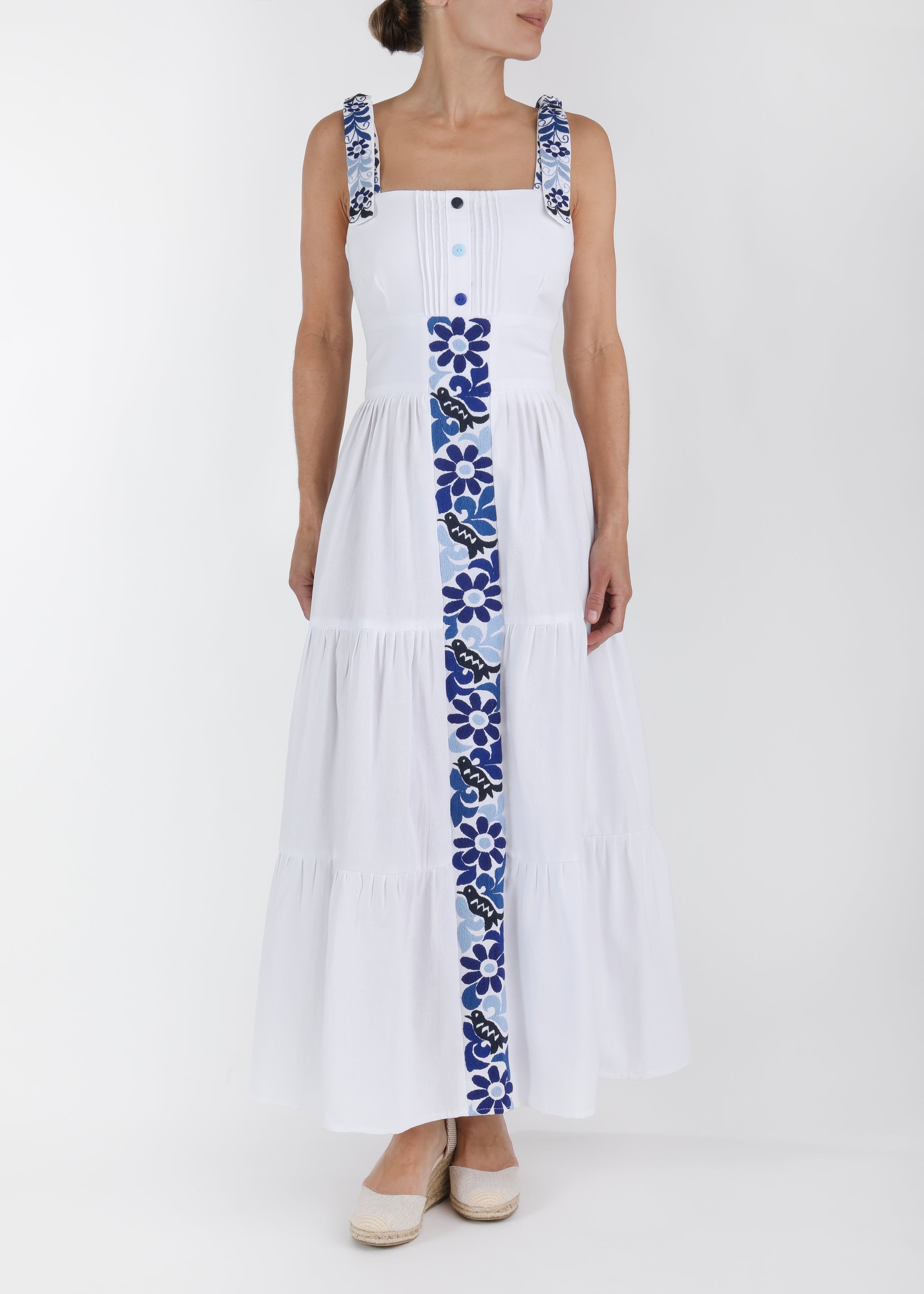 chinese dress ladies Larkin Maxi Dress in English Green Printed Silk Twill – Gabriela Hearst main image 1