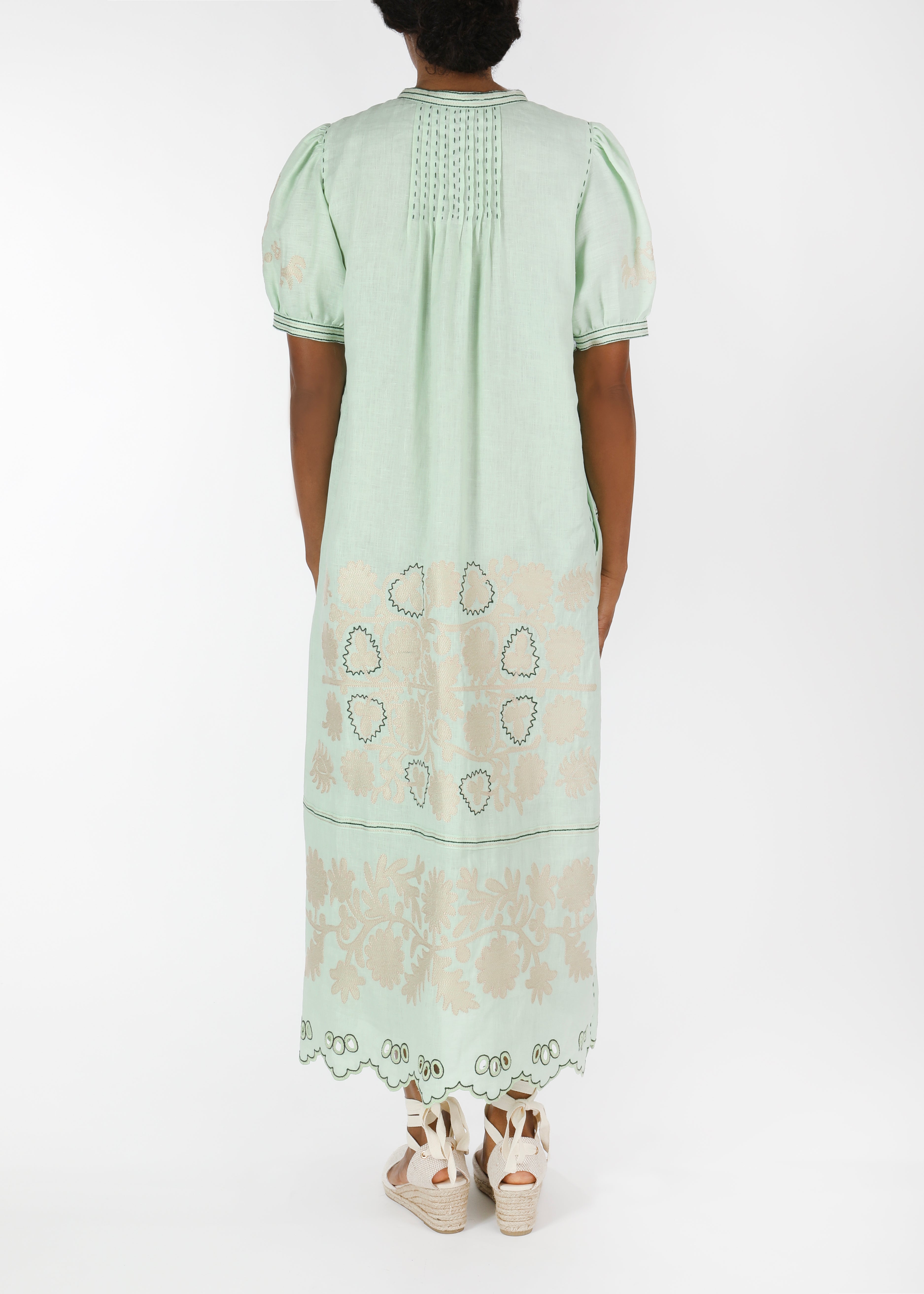 Natalia Ukrainian Embroidered Dress - Mint Small Natalia Ukrainian Embroidered Dress - Mint Small