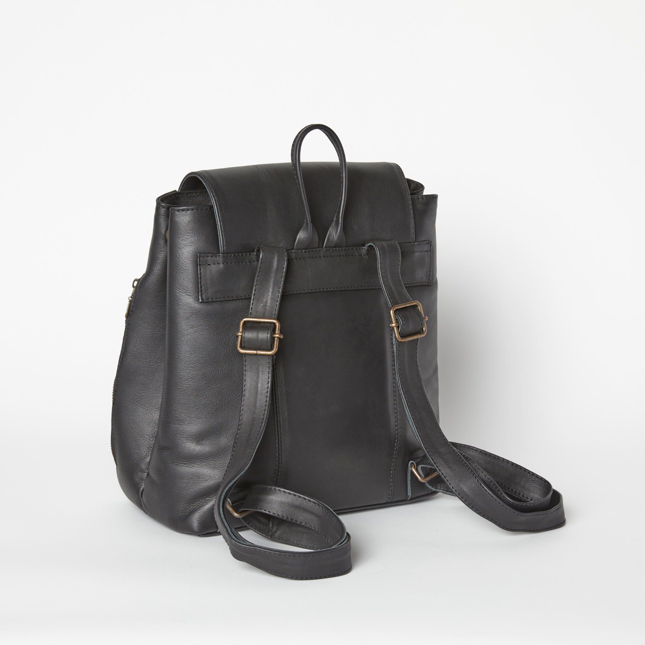 black and white faux leather backpack Leather Backpack from Mexico with Hand-Dyed Wool