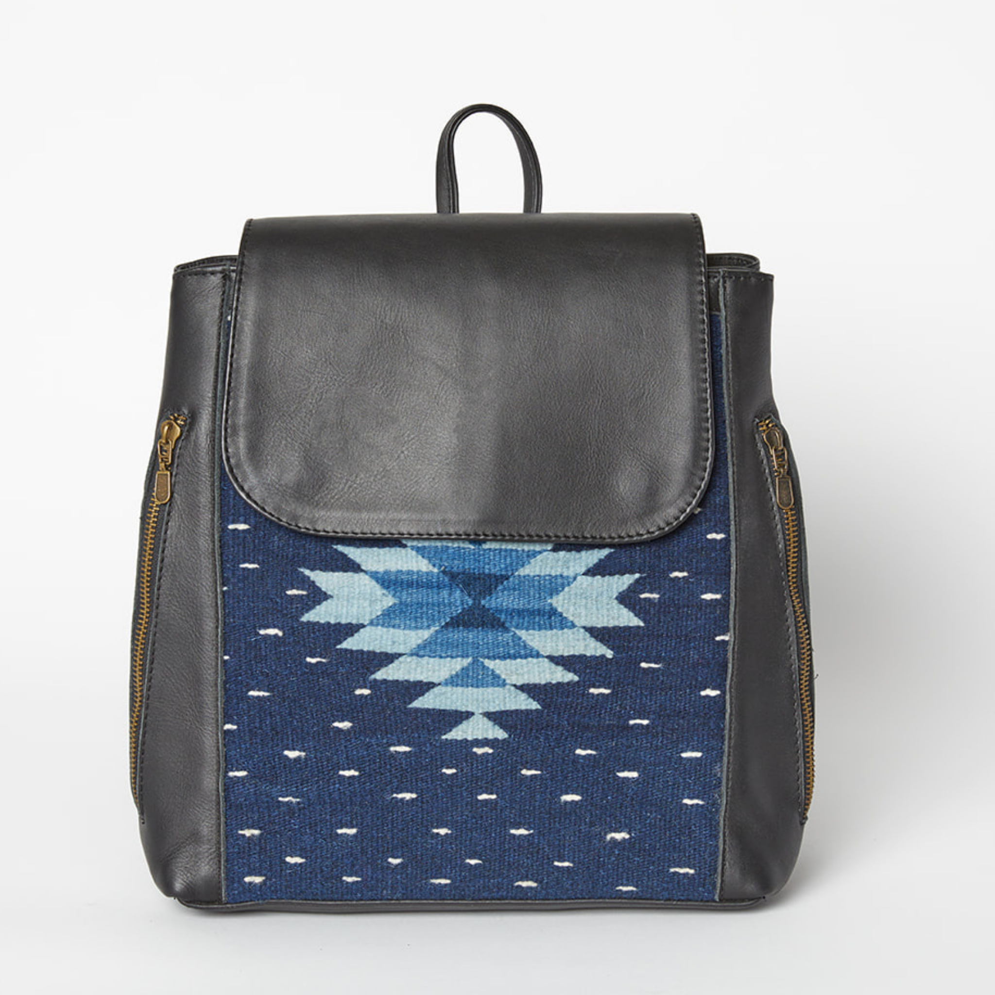 Leather Backpack from Mexico with Hand-Dyed Wool
