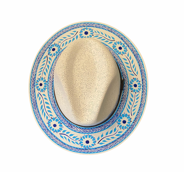 Lorenzo Hats - Hand-Painted Floral Panama Hat Hand Painted Fedora Palm Straw Hat Fine Brim Adjustable  main image 2