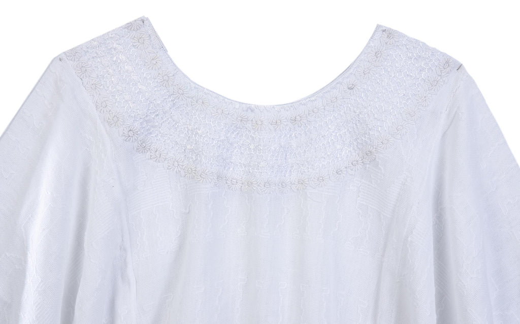 white hand embroidered tunic blouse top detail