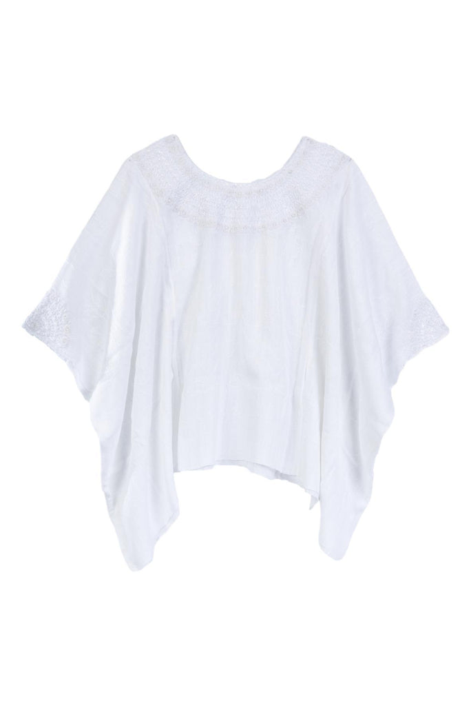 white hand embroidered tunic blouse