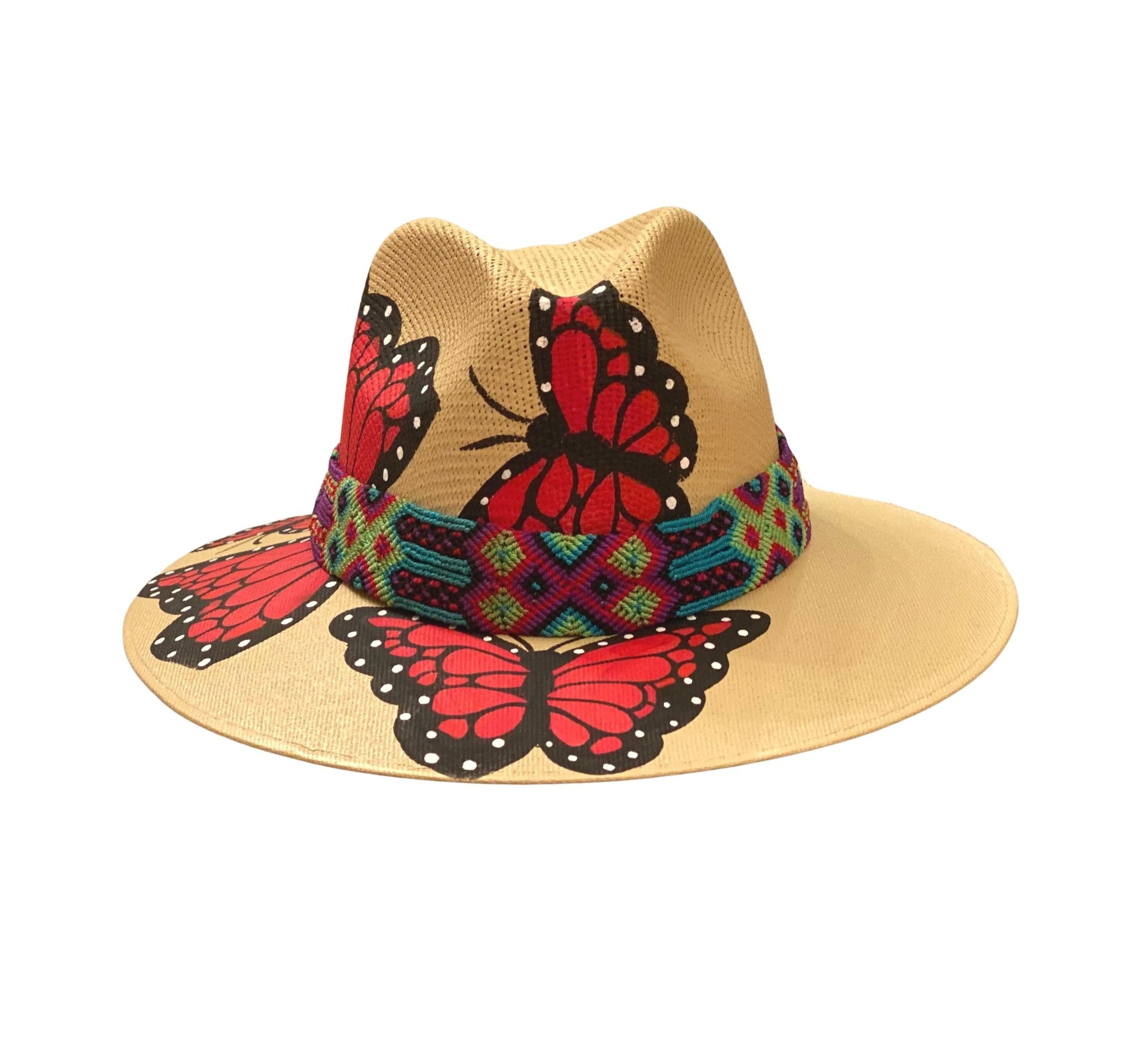 Butterfly Embroidered Women\'s Straw Hat Transformation by Corazón Playero main image 3