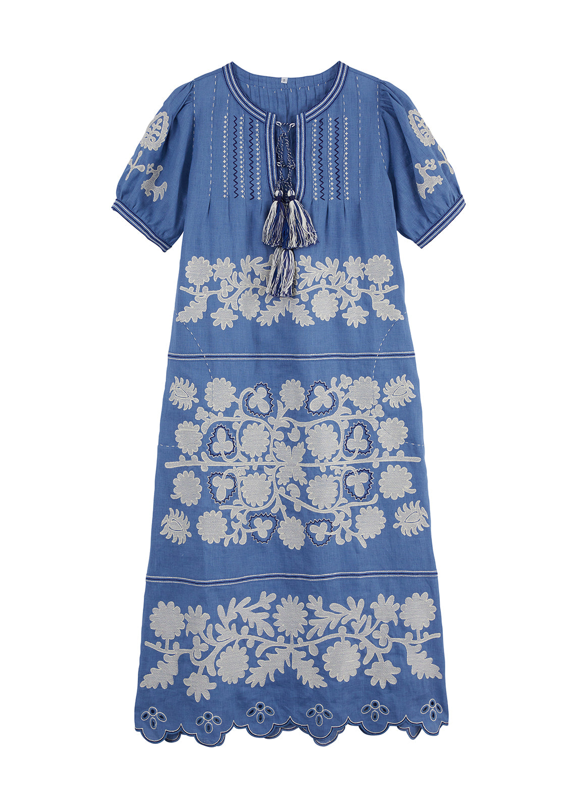Ukrainian Design, Womens Linen Overall Dress, Navy Blue, Oversized