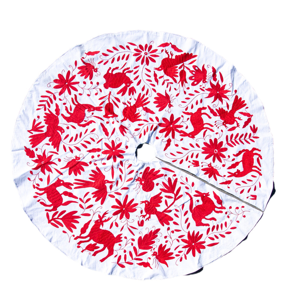 Otomi Christmas tree skirt red and white